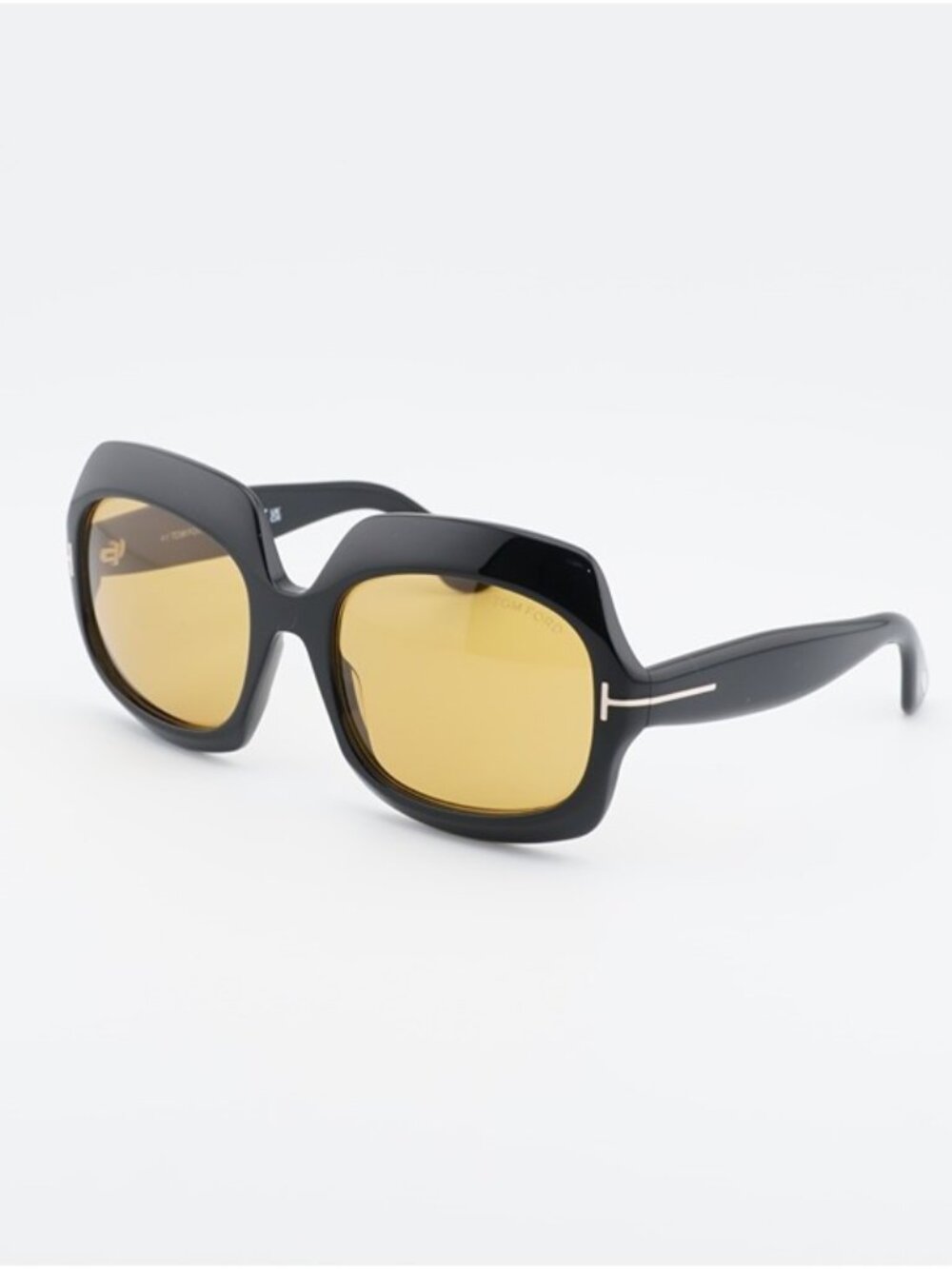 Tom Ford Ren FT1155 01E Sunglasses Shiny Black Square Frame, Brown Lenses
